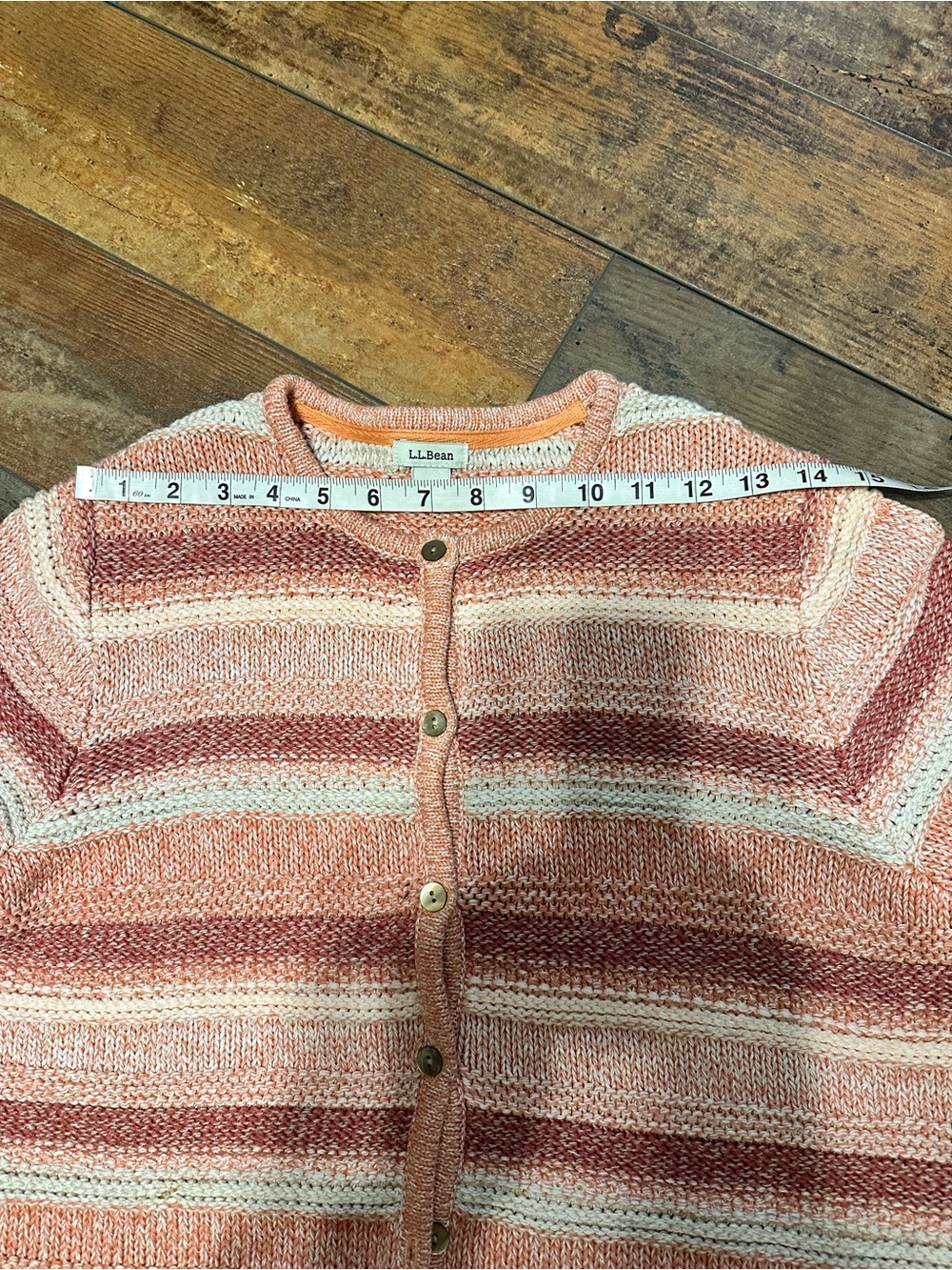 LL Bean Cardigan Size S Striped Button Up Knit Sweater Textured N17 - Picture 8 of 9